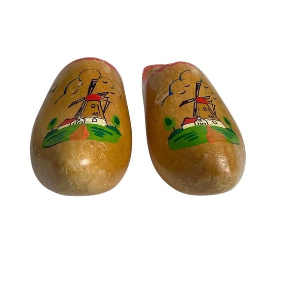 Vintage Hand Painted Holland Windmill Wooden Dutch Clogs - Picture 2 of 16